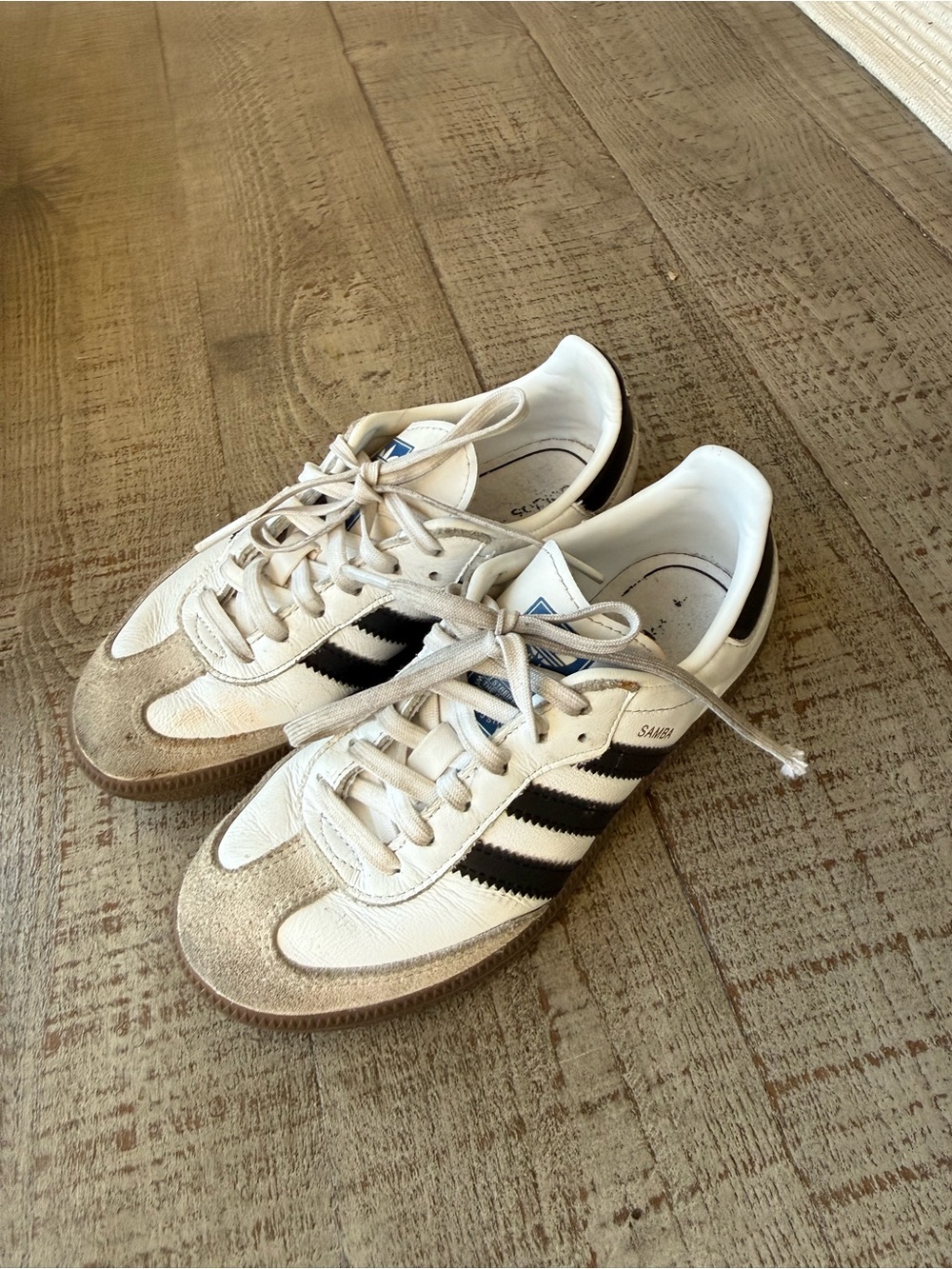 adidas White and Black Retro Leather Sneakers
